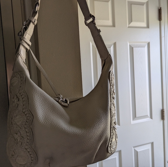 💐 Brighton masterpiece collection cream colored leather shoulder bag - Picture 2 of 12
